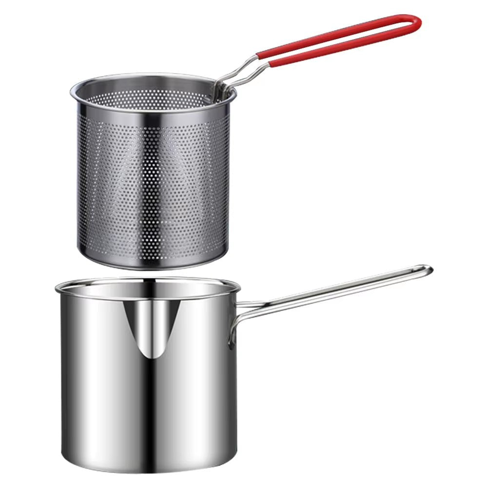Deep Frying Pot Stainless Steel Kitchen Fryer with Strainer Tempura Fryer Pan Fry Pot - Love All Things Home