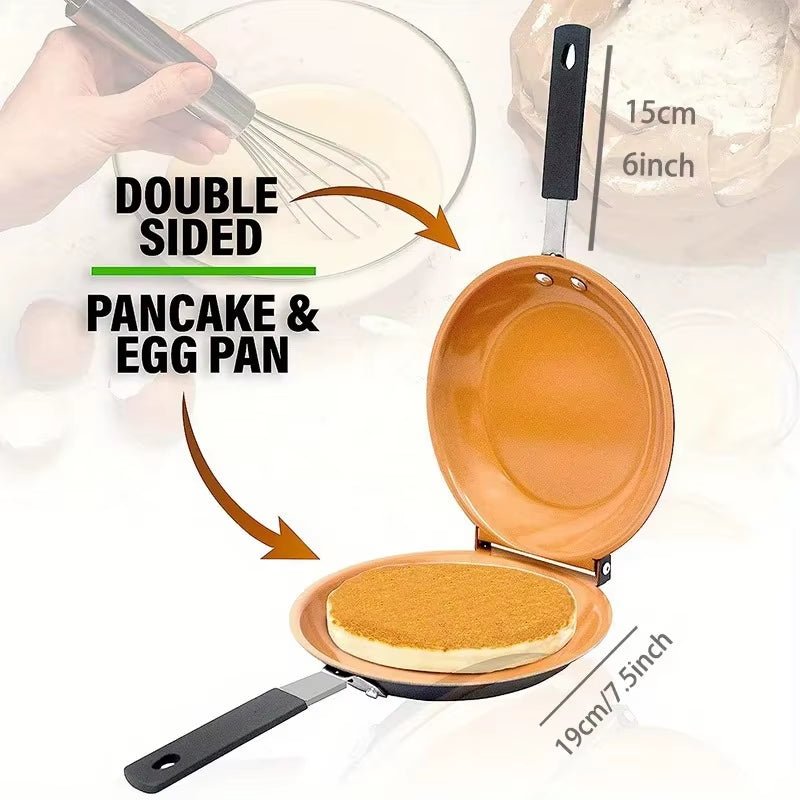 Double Sided Folding Non Stick Frying Pan, Breakfast Pan, Waffle and Cake Frying Pan - Love All Things Home