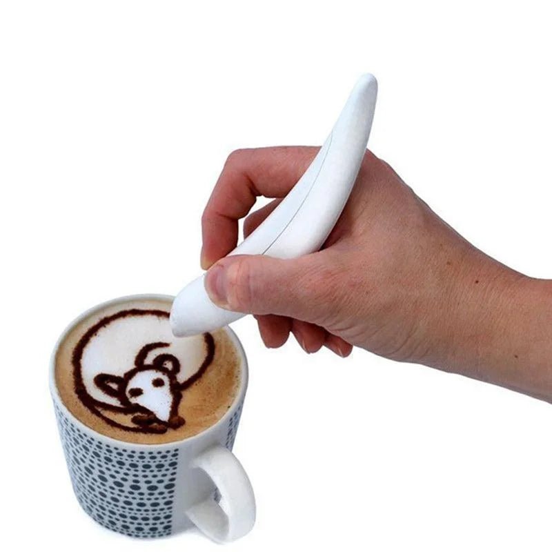 Electrical Latte Art Pen Cake Decoration Pen Coffee Carving Pen for Coffee Cake Baking Pastry Tools White - Love All Things Home