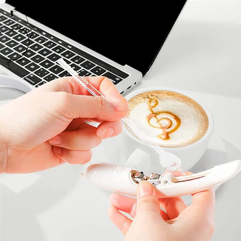 Electrical Latte Art Pen Cake Decoration Pen Coffee Carving Pen for Coffee Cake Baking Pastry Tools White - Love All Things Home