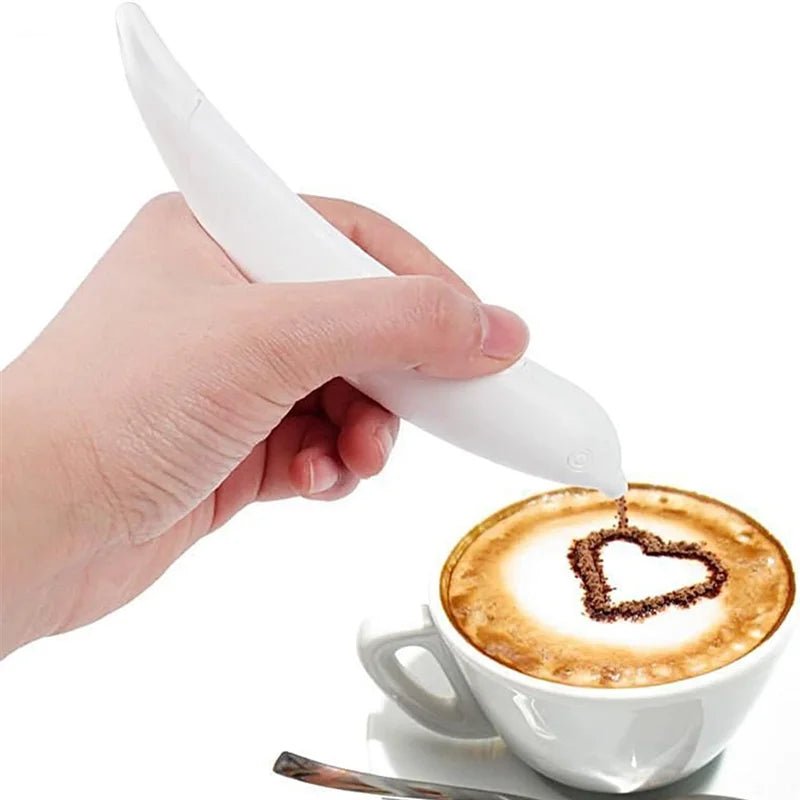 Electrical Latte Art Pen Cake Decoration Pen Coffee Carving Pen for Coffee Cake Baking Pastry Tools White - Love All Things Home