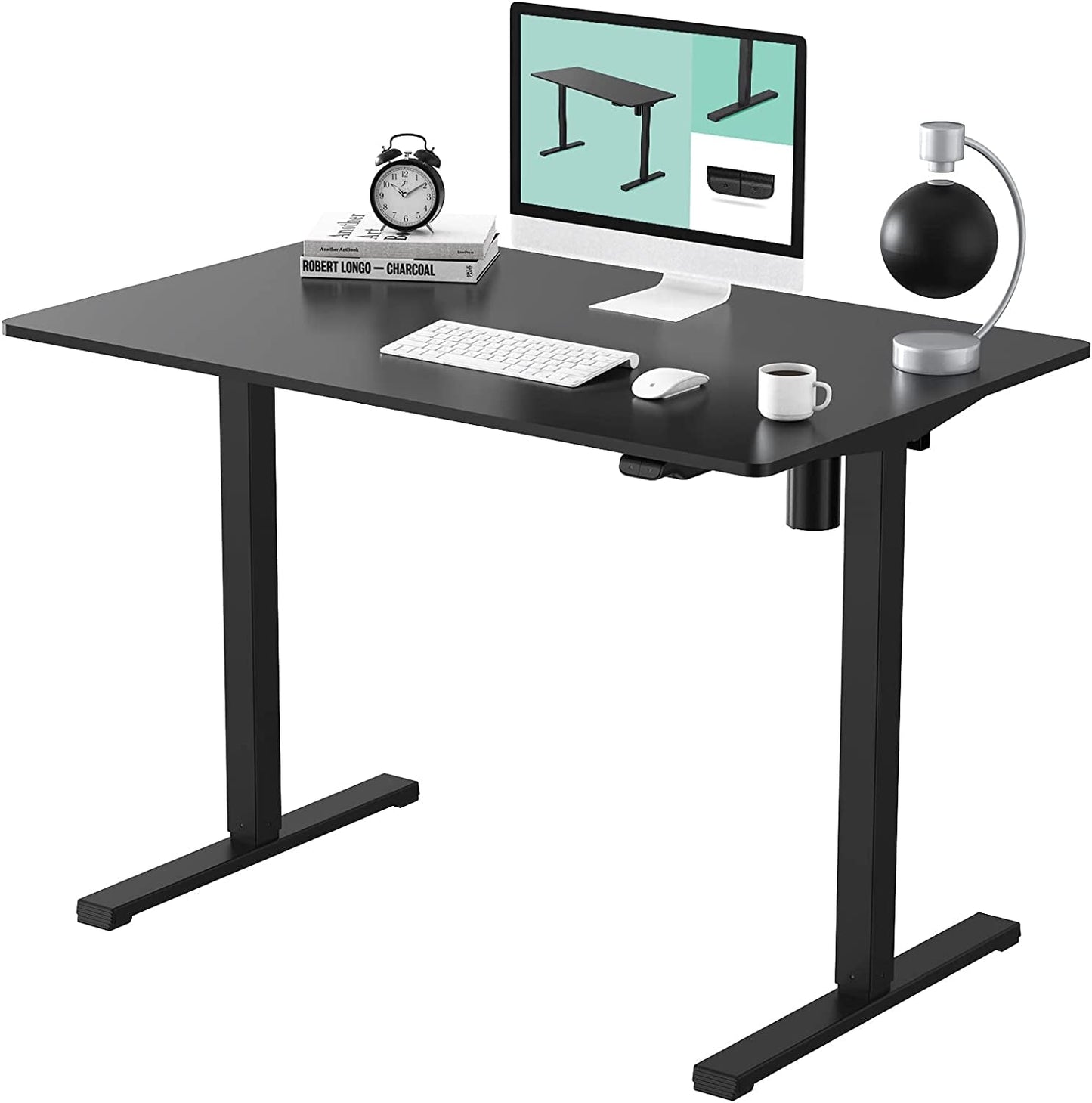 FLEXISPOT Essential Standing Desk 48 X 24 Inches Whole Piece Desk Board Electric Height Adjustable Desk Computer Laptop Sit Stand Desk (Black Frame + 48" Black Top) - Love All Things Home