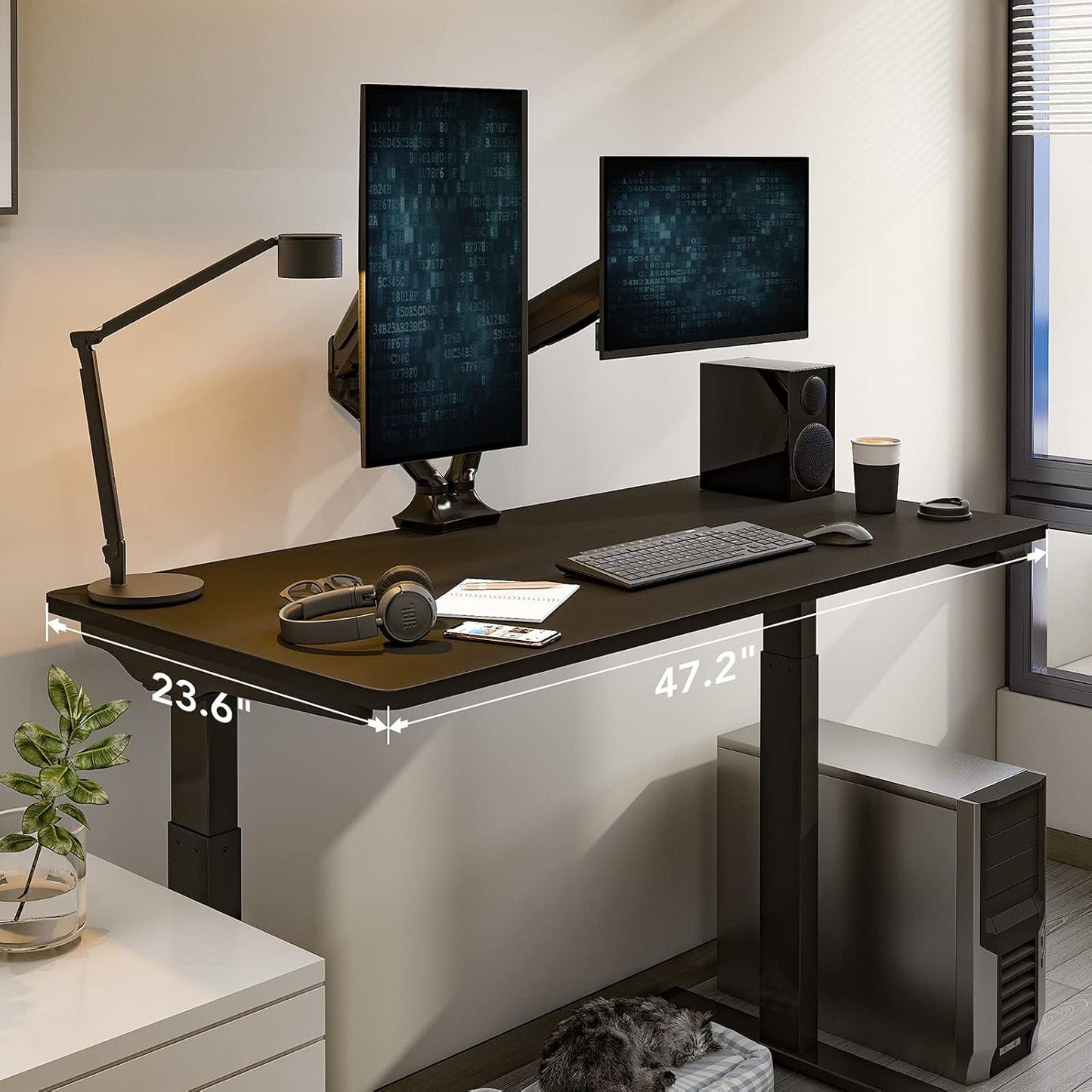FLEXISPOT Essential Standing Desk 48 X 24 Inches Whole Piece Desk Board Electric Height Adjustable Desk Computer Laptop Sit Stand Desk (Black Frame + 48" Black Top) - Love All Things Home