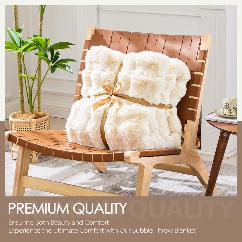 Fluffy Faux Fur Throw Blanket for Couch Sofa Bed, Cozy Soft Plush Faux Rabbit Fur Throw, Thick Warm Fuzzy Home Living Room Decorative Blanket, Gifts for Women & Men - Love All Things Home