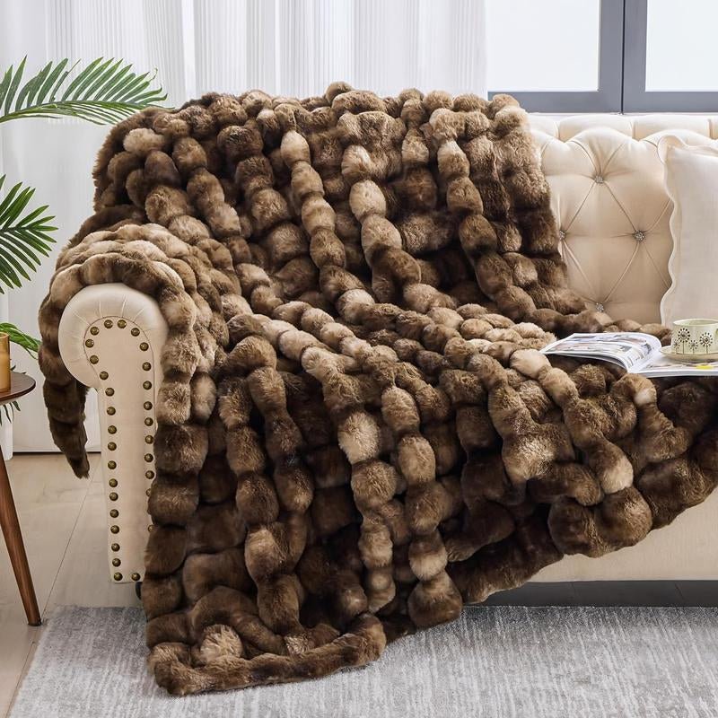 Fluffy Faux Fur Throw Blanket for Couch Sofa Bed, Cozy Soft Plush Faux Rabbit Fur Throw, Thick Warm Fuzzy Home Living Room Decorative Blanket, Gifts for Women & Men - Love All Things Home