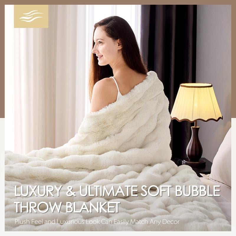 Fluffy Faux Fur Throw Blanket for Couch Sofa Bed, Cozy Soft Plush Faux Rabbit Fur Throw, Thick Warm Fuzzy Home Living Room Decorative Blanket, Gifts for Women & Men - Love All Things Home