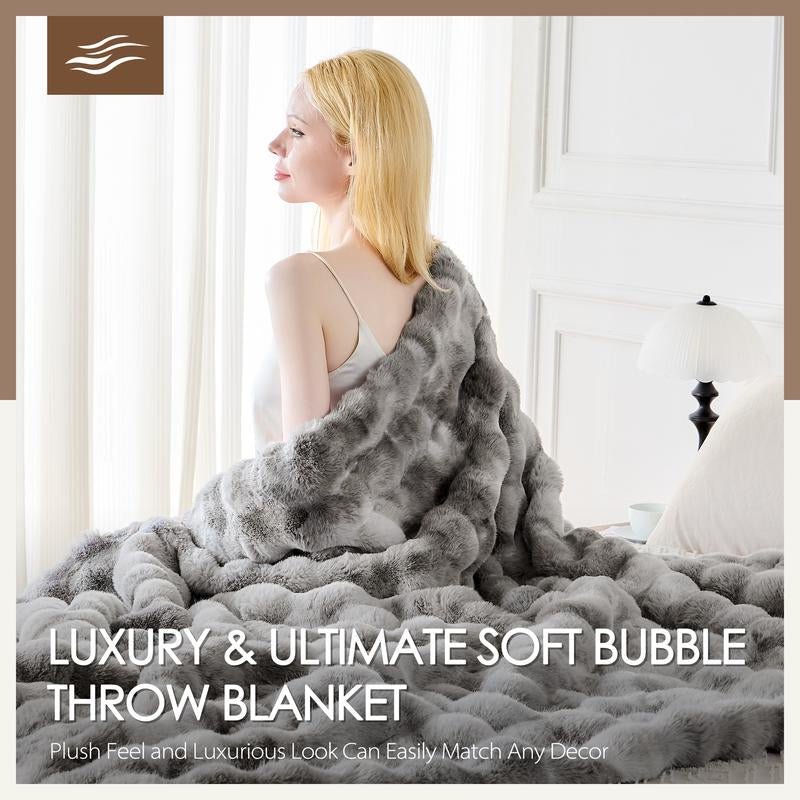 Fluffy Faux Fur Throw Blanket for Couch Sofa Bed, Cozy Soft Plush Faux Rabbit Fur Throw, Thick Warm Fuzzy Home Living Room Decorative Blanket, Gifts for Women & Men - Love All Things Home