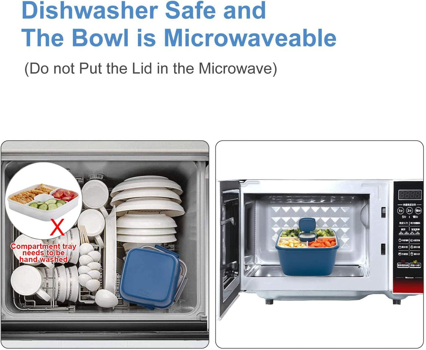 Freshmage Salad Lunch Container to Go, 52 - Oz Salad Bowls with 3 Compartments, Salad Dressings Container for Salad Toppings, Snacks, Men, Women (Blue) - Love All Things Home