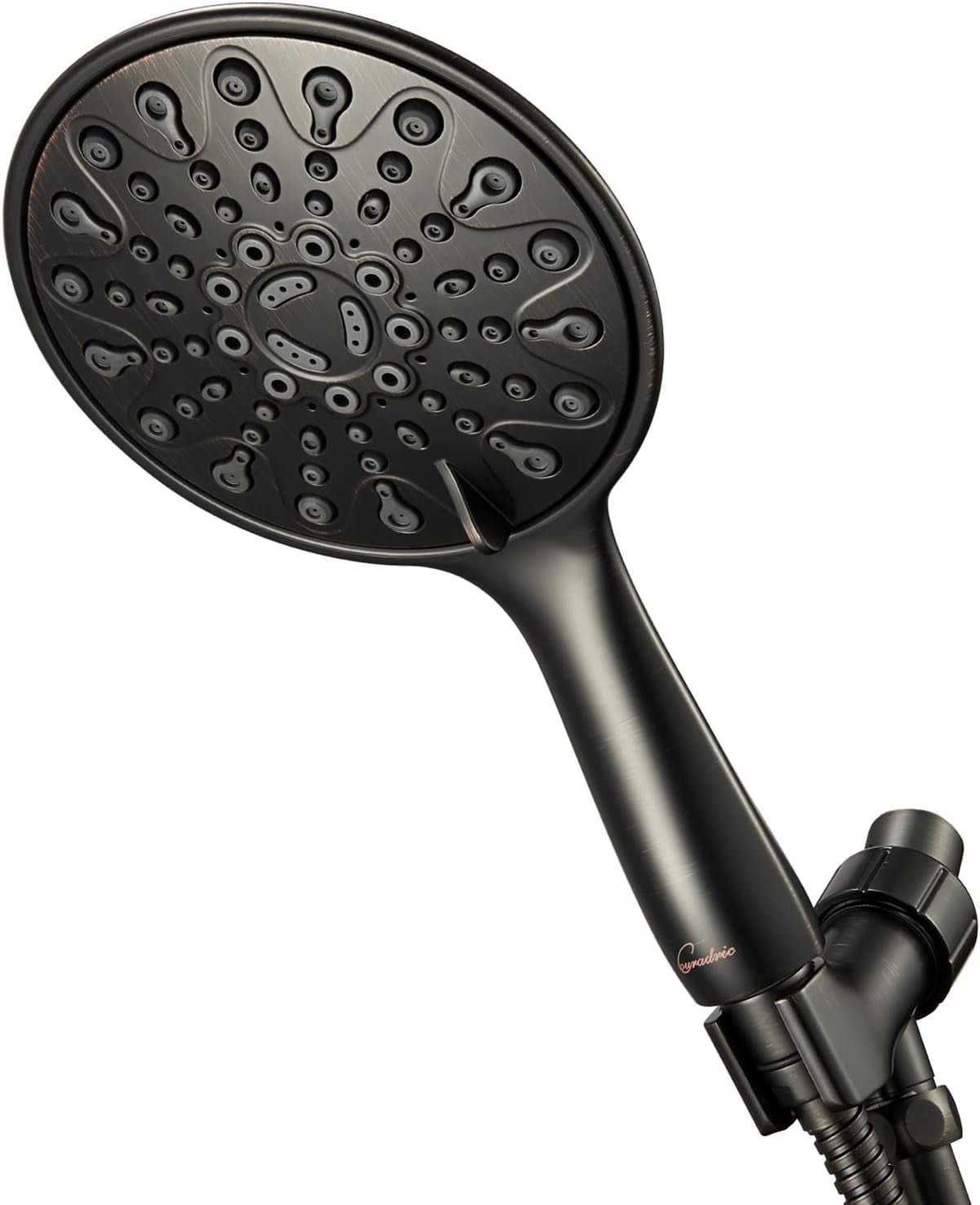 Handheld Shower Head, 6" Oil - Rubbed Bronze Face 6 Spray Setting Shower Head with High Pressure, Brass Swivel Ball Mount and Extra Long Flexible Stainless Steel Hose, 1.8 GPM for California - Love All Things Home