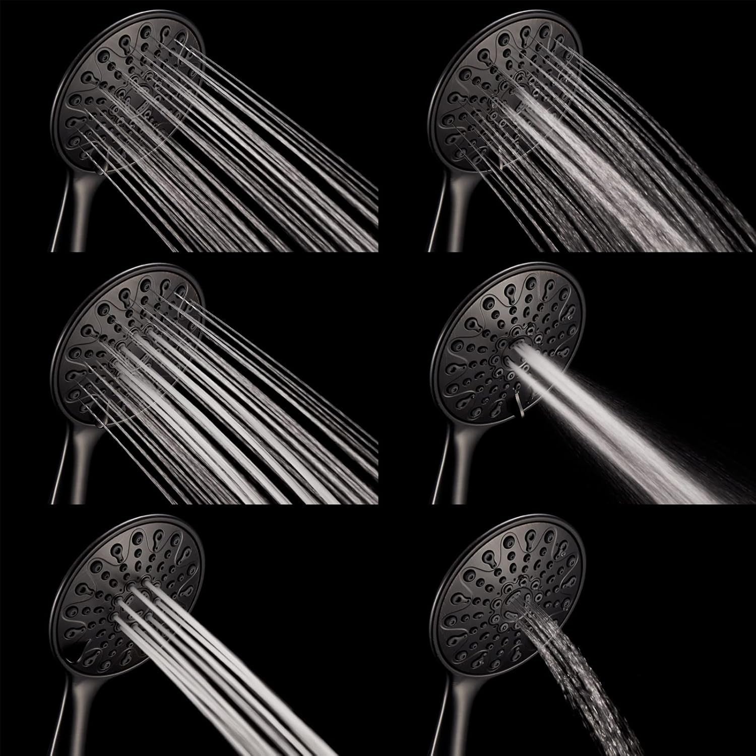 Handheld Shower Head, 6" Oil - Rubbed Bronze Face 6 Spray Setting Shower Head with High Pressure, Brass Swivel Ball Mount and Extra Long Flexible Stainless Steel Hose, 1.8 GPM for California - Love All Things Home