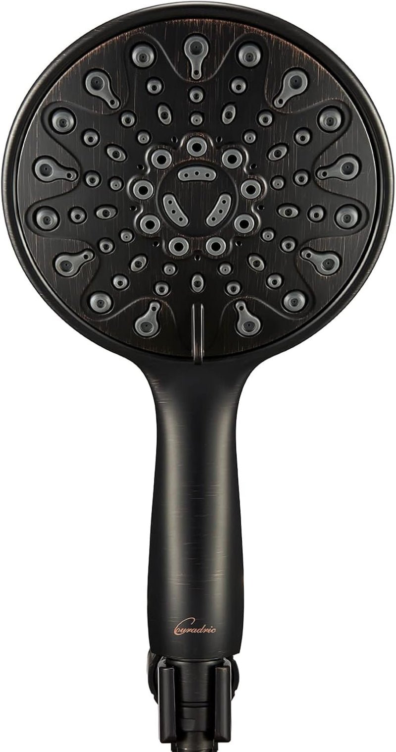 Handheld Shower Head, 6" Oil - Rubbed Bronze Face 6 Spray Setting Shower Head with High Pressure, Brass Swivel Ball Mount and Extra Long Flexible Stainless Steel Hose, 1.8 GPM for California - Love All Things Home