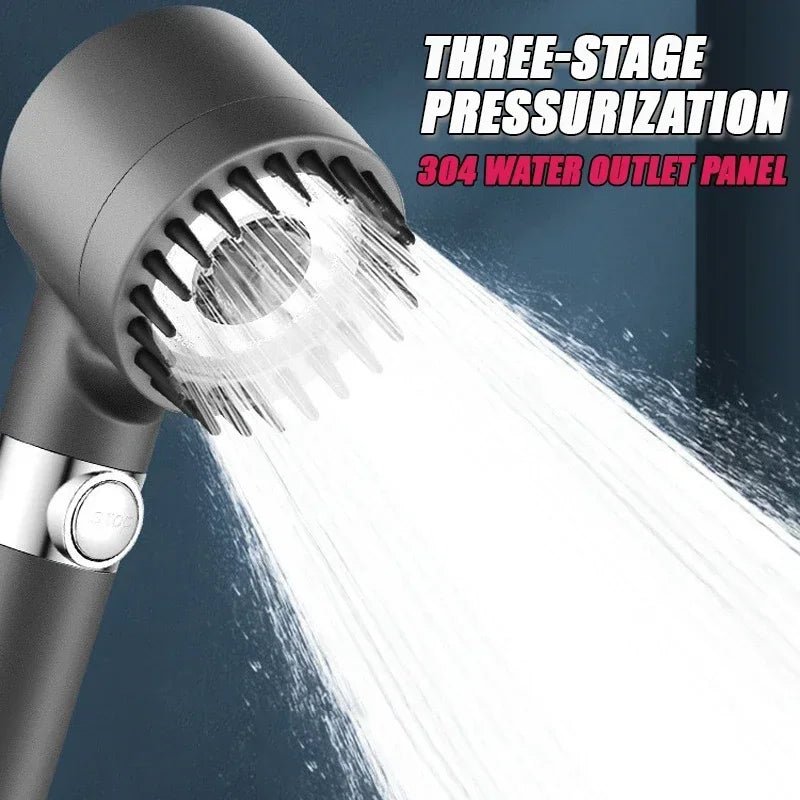 High Pressurized Filter Shower Head 3 - Mode Adjustable Spray with Massage Brush Rain Faucet Bathroom Accessories - Love All Things Home