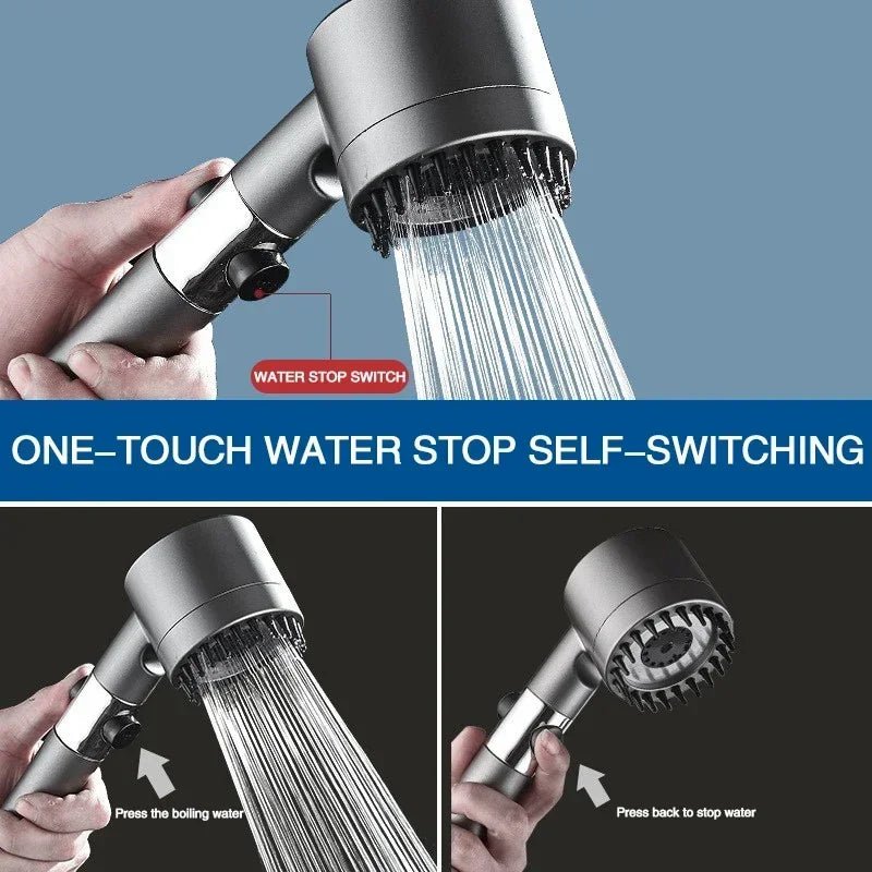 High Pressurized Filter Shower Head 3 - Mode Adjustable Spray with Massage Brush Rain Faucet Bathroom Accessories - Love All Things Home