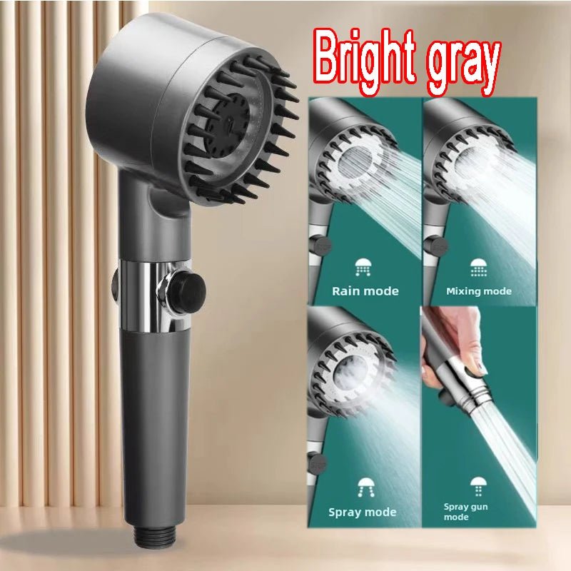 High Pressurized Filter Shower Head 3 - Mode Adjustable Spray with Massage Brush Rain Faucet Bathroom Accessories - Love All Things Home