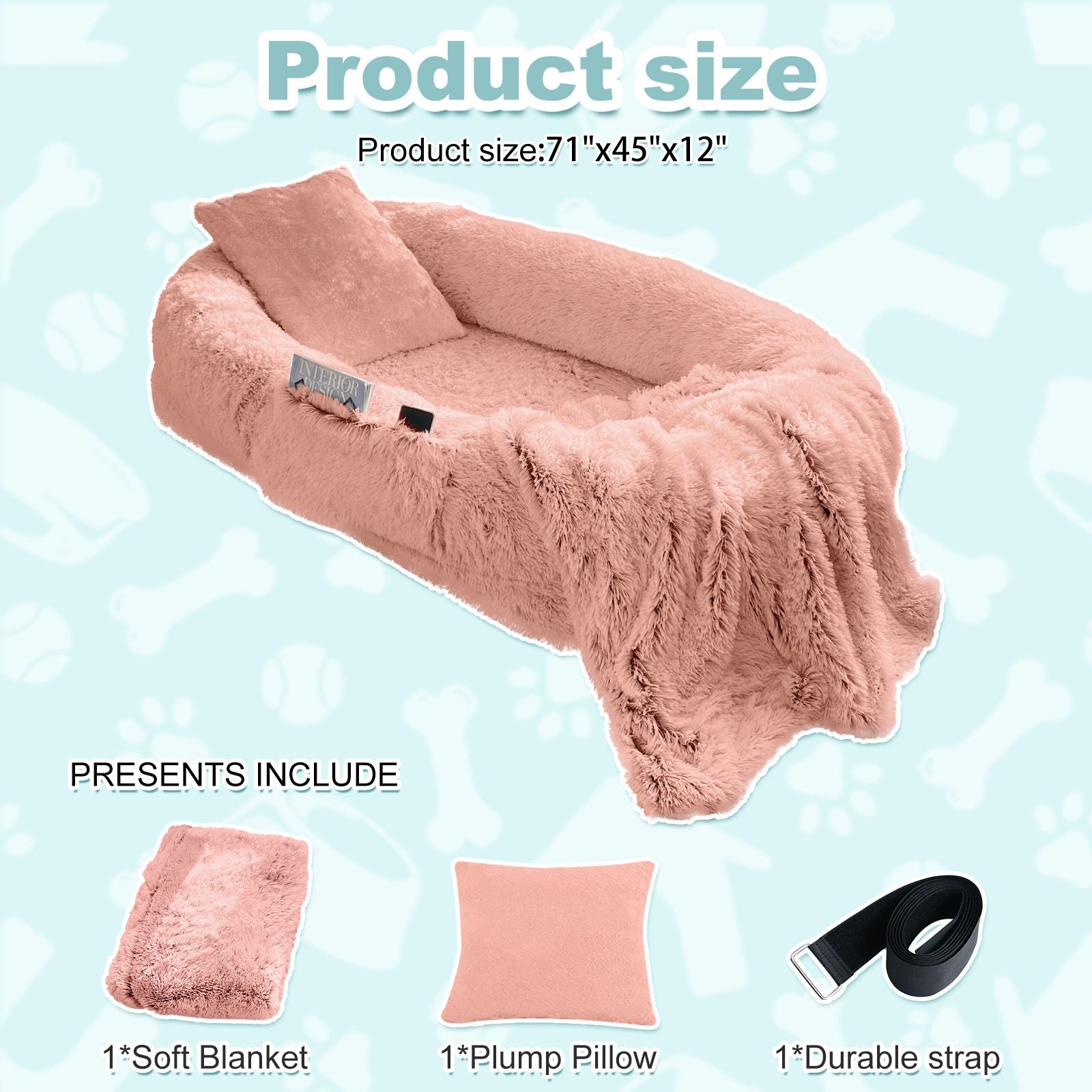 Human Dog Bed, Large Size Fits You and Pets, Washable Faux Fur Dog Bed for People Doze Off, Napping Orthopedic Dog Bed, Present Plump Pillow, Blanket, Strap - Love All Things Home