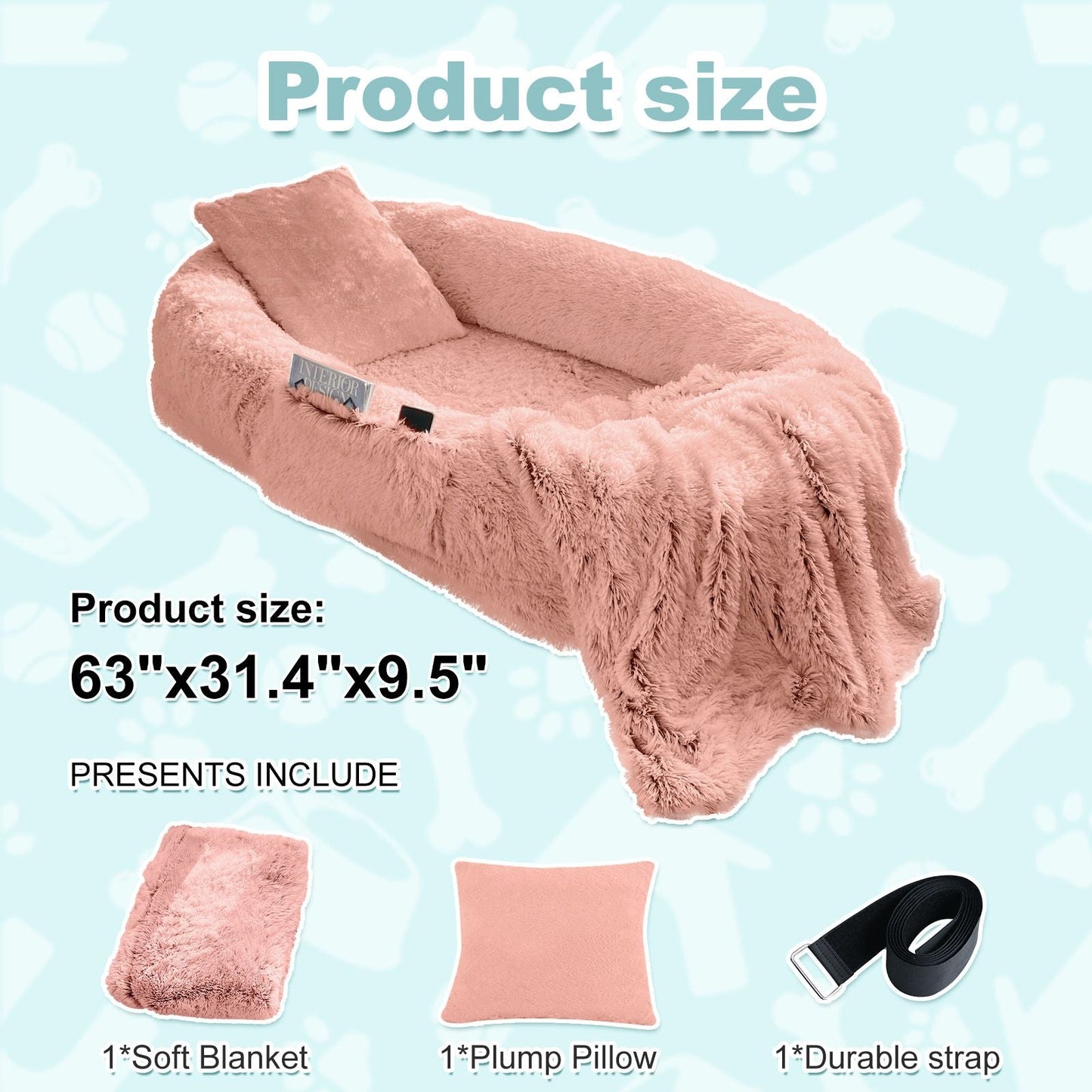 Human Dog Bed, Large Size Fits You and Pets, Washable Faux Fur Dog Bed for People Doze Off, Napping Orthopedic Dog Bed, Present Plump Pillow, Blanket, Strap - Love All Things Home