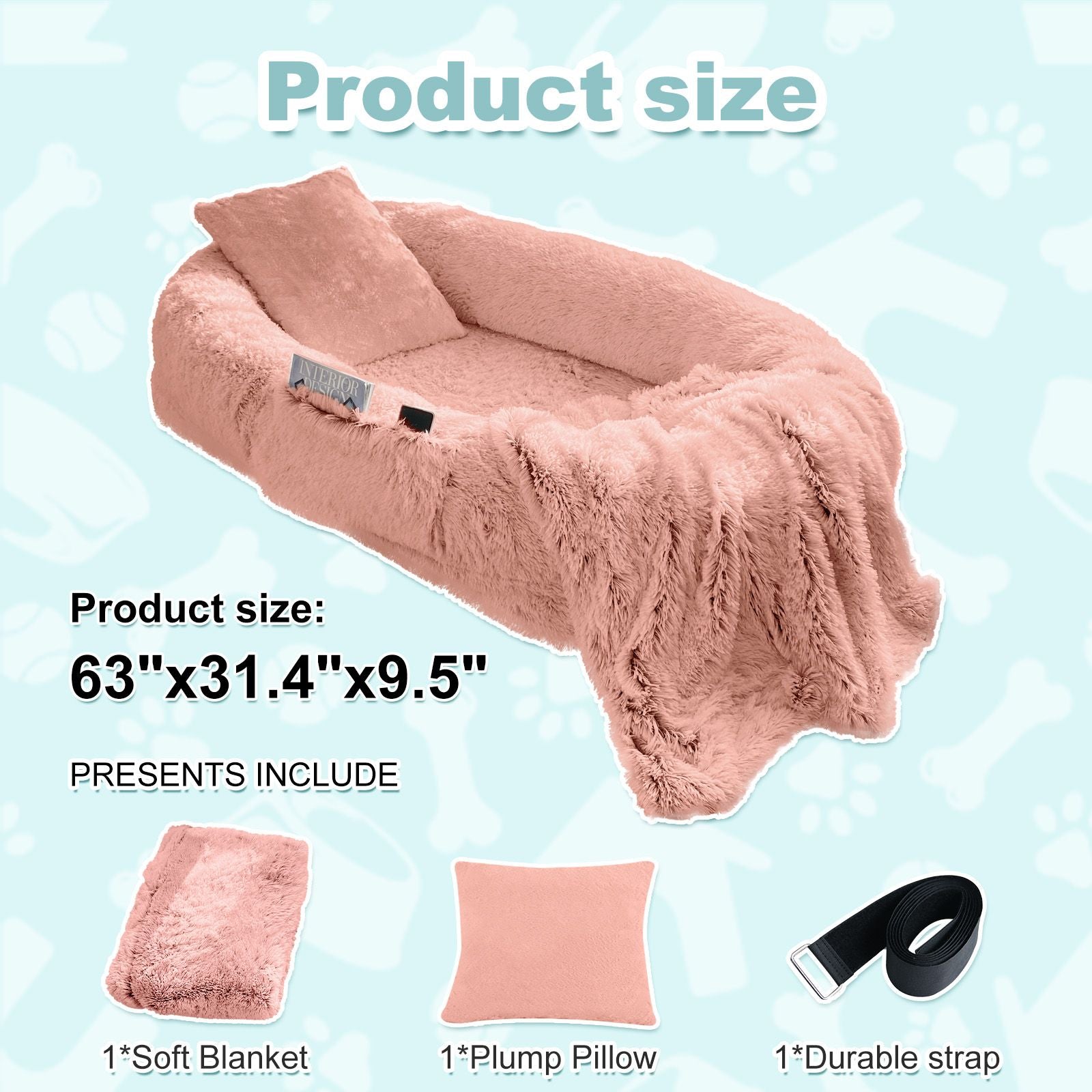 Human Dog Bed, Large Size Fits You and Pets, Washable Faux Fur Dog Bed for People Doze Off, Napping Orthopedic Dog Bed, Present Plump Pillow, Blanket, Strap - Love All Things Home