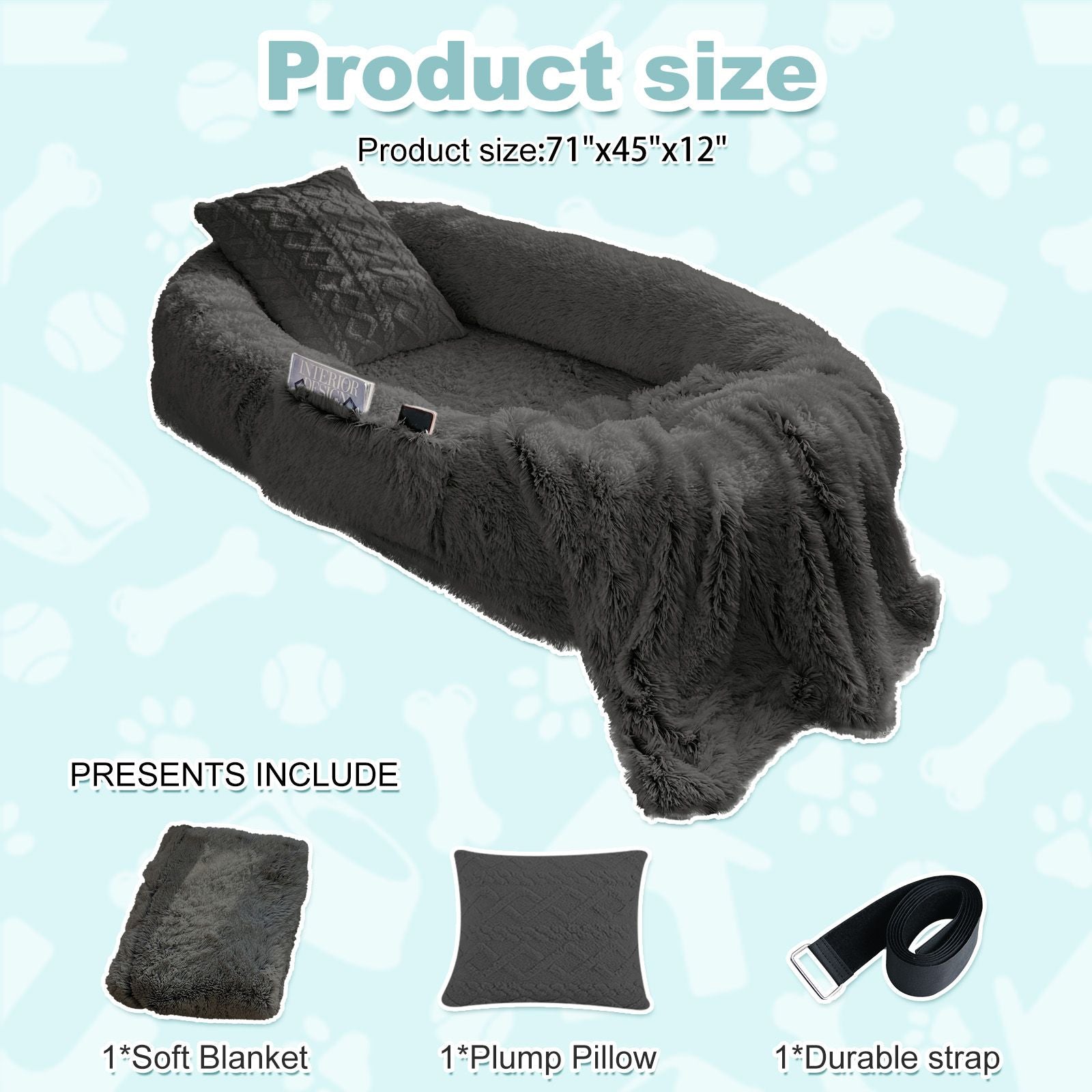 Human Dog Bed, Large Size Fits You and Pets, Washable Faux Fur Dog Bed for People Doze Off, Napping Orthopedic Dog Bed, Present Plump Pillow, Blanket, Strap - Love All Things Home
