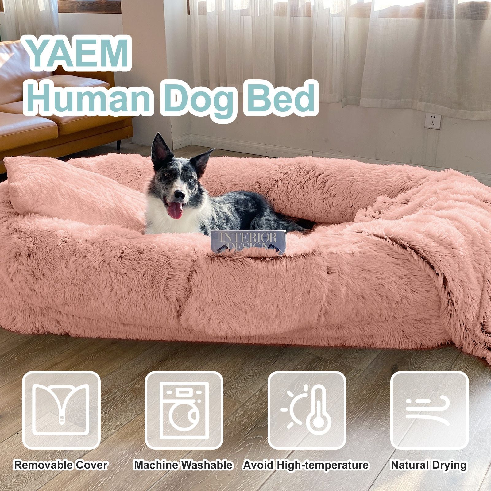 Human Dog Bed, Large Size Fits You and Pets, Washable Faux Fur Dog Bed for People Doze Off, Napping Orthopedic Dog Bed, Present Plump Pillow, Blanket, Strap - Love All Things Home