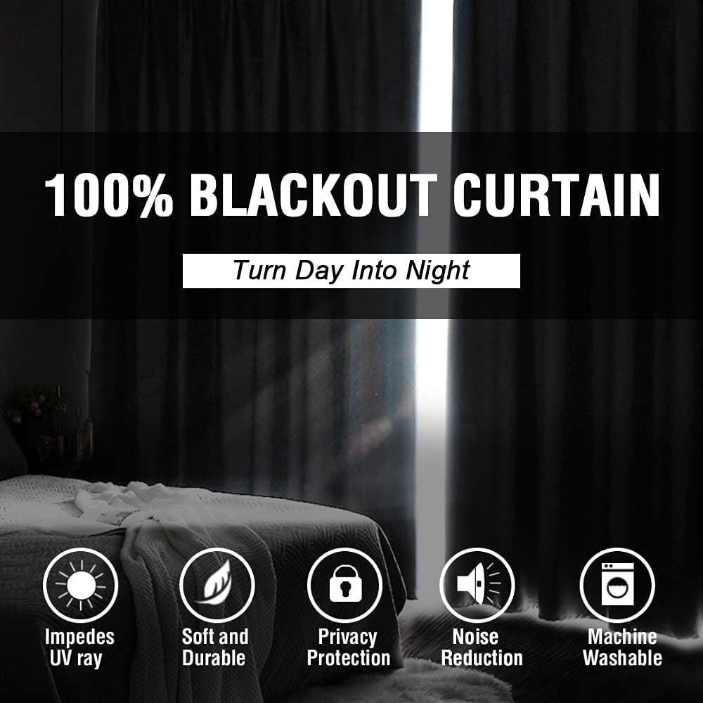 H.VERSAILTEX 100% Blackout Curtains for Bedroom Thermal Insulated Blackout Curtains 54 Inch Length Heat and Full Light Blocking Curtains for Living Room with Black Liner 2 Panels Set, Light Sage - Love All Things Home