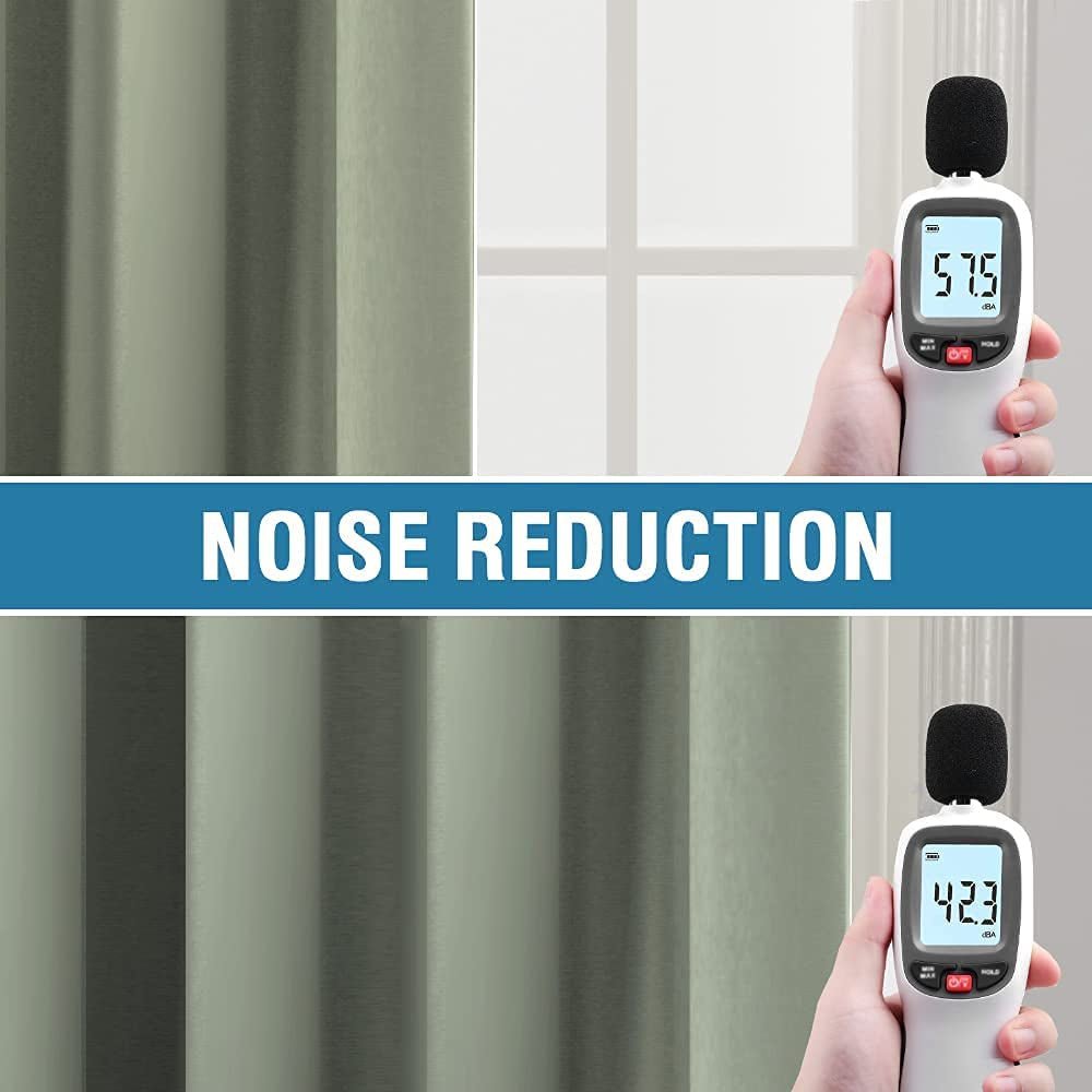 H.VERSAILTEX 100% Blackout Curtains for Bedroom Thermal Insulated Blackout Curtains 54 Inch Length Heat and Full Light Blocking Curtains for Living Room with Black Liner 2 Panels Set, Light Sage - Love All Things Home