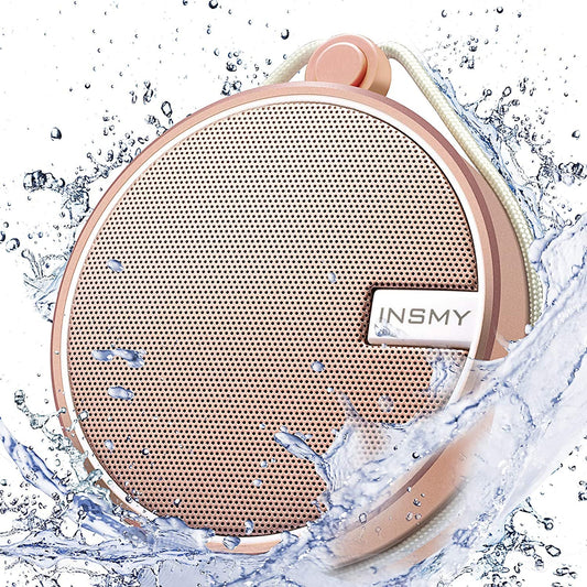 INSMY Waterproof Shower Bluetooth Speaker, Portable Small Speaker, Speakers Bluetooth Wireless Loud Clear Sound Support TF Card Suction Cup for Outdoor Kayak Canoe Beach Gift (Cashmere Pink) C12 IPX7 - Love All Things Home