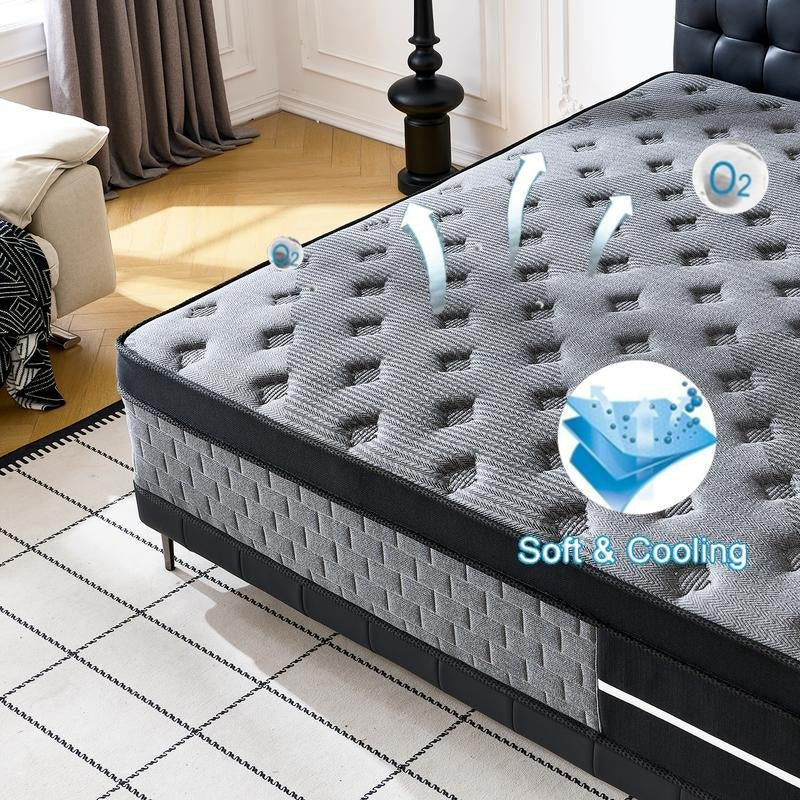 LODEIJA 8/10/12/14 Inch Twin, Full, Queen, King Mattress Memory Foam and Spring, Hybrid Mattress