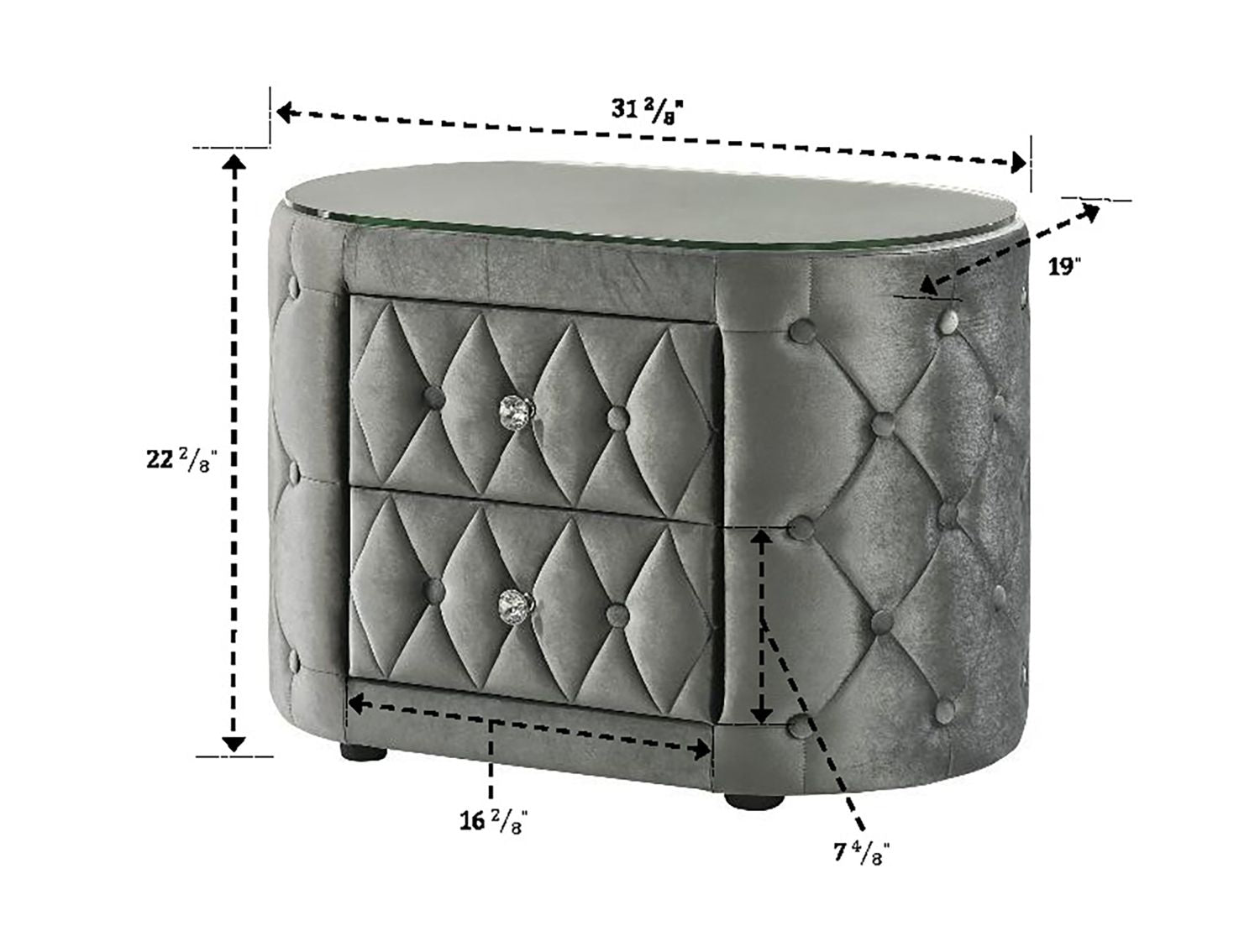 Luxurious King Size Bed Nightstand Deeply Tufted Headboard Nail Head Trim Upholstery Grey Velvet Footboard Integrated Television Lift Mechanism Built - in Electric Fireplace Storage 3pc Set - Love All Things Home