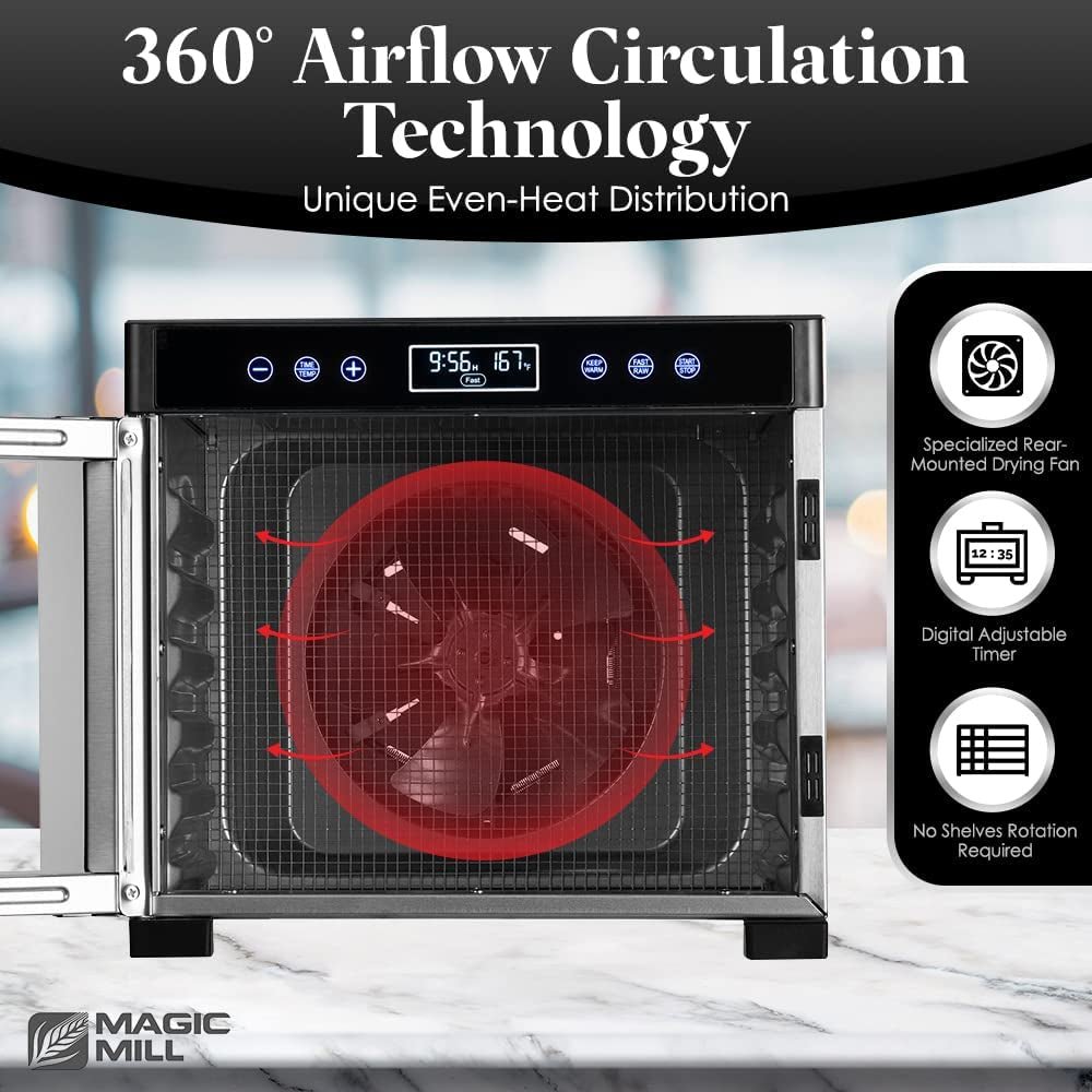 Magic Mill Pro Food Dehydrator 7XL Stainless Steel Tray Dryer Digital Temp Control, ETL Approved - Love All Things Home