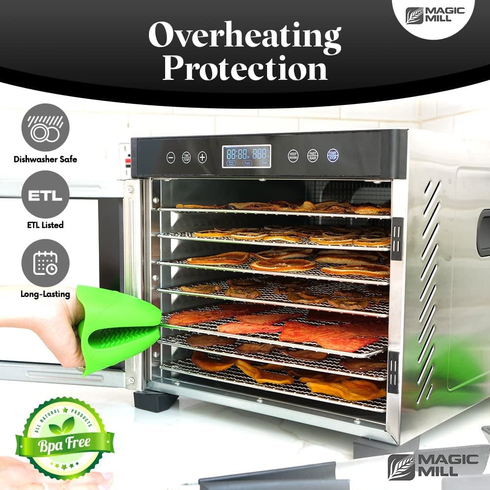 Magic Mill Pro Food Dehydrator 7XL Stainless Steel Tray Dryer Digital Temp Control, ETL Approved - Love All Things Home