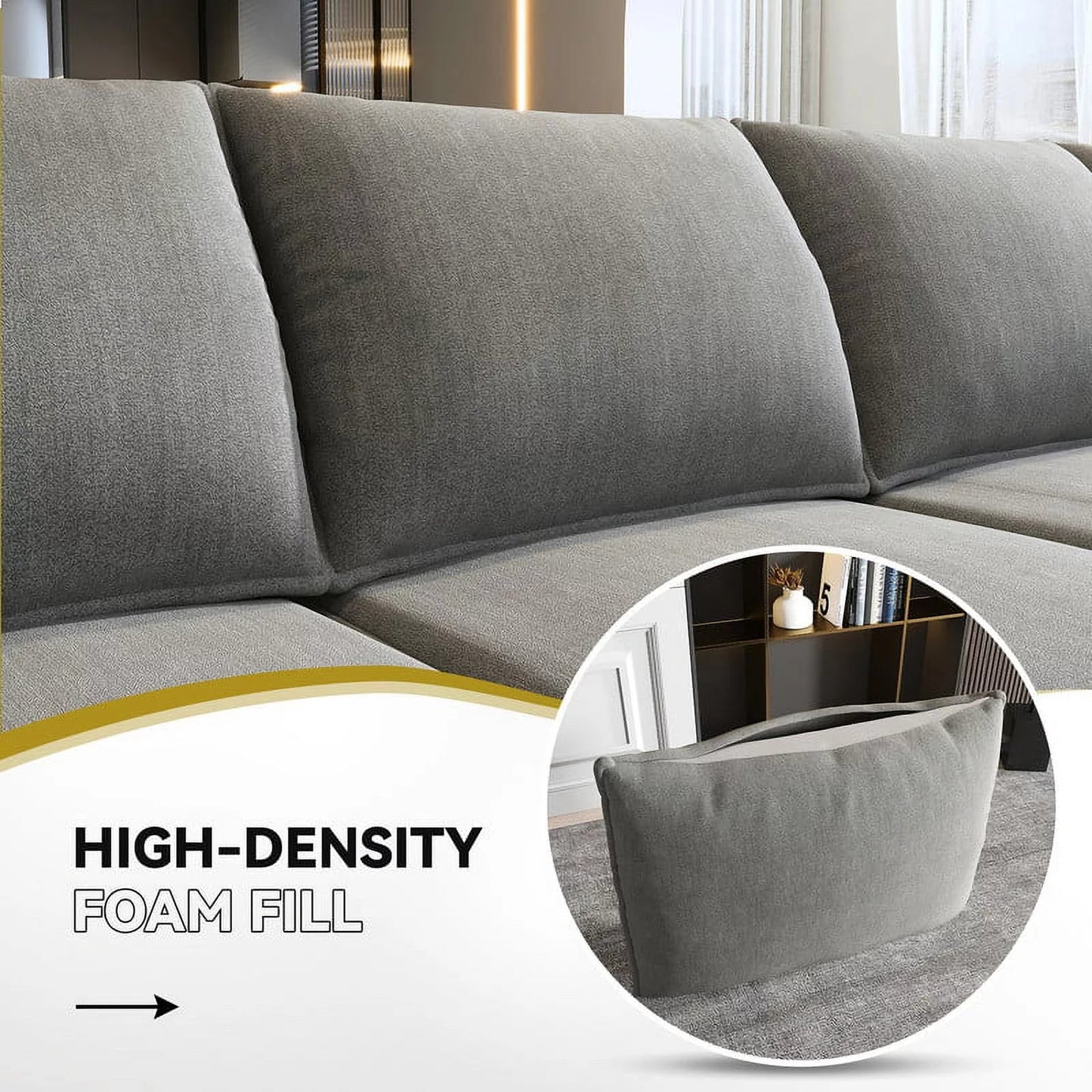 Modern Living Room Furniture Sofa Set with Storage Ottomans, Grey - Love All Things Home