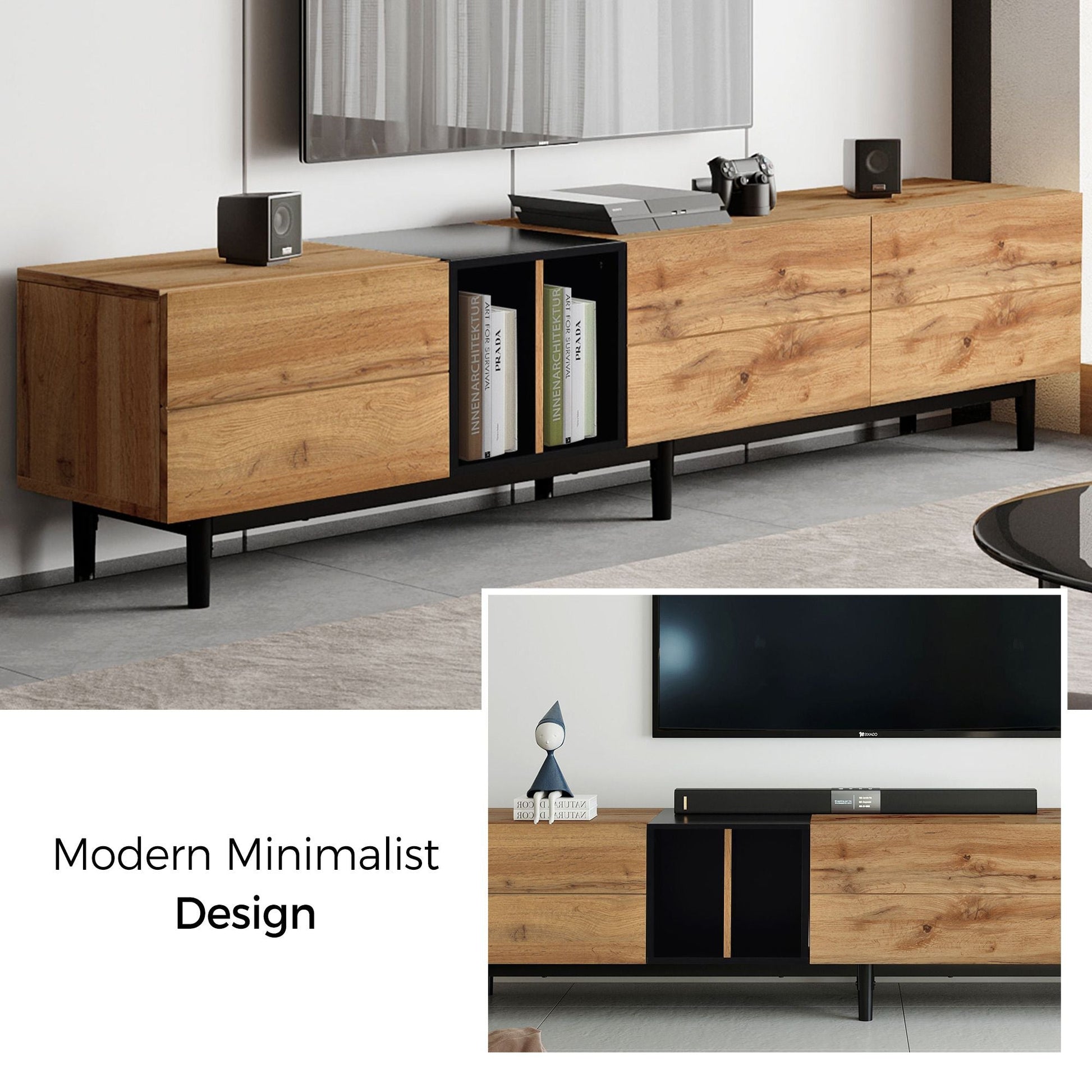 Modern TV Stand for 80'' TV with 3 Doors, Media Console Table, Entertainment Center with Large Storage Cabinet for Living Room, Bedroom - Love All Things Home