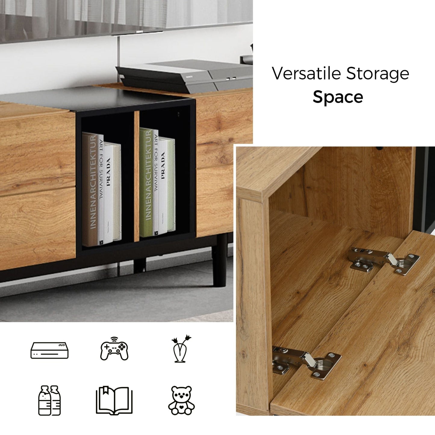 Modern TV Stand for 80'' TV with 3 Doors, Media Console Table, Entertainment Center with Large Storage Cabinet for Living Room, Bedroom - Love All Things Home
