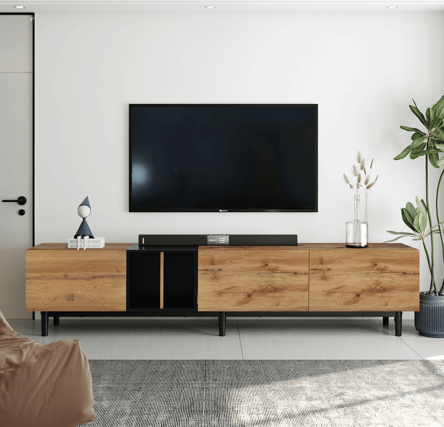 Modern TV Stand for 80'' TV with 3 Doors, Media Console Table, Entertainment Center with Large Storage Cabinet for Living Room, Bedroom - Love All Things Home