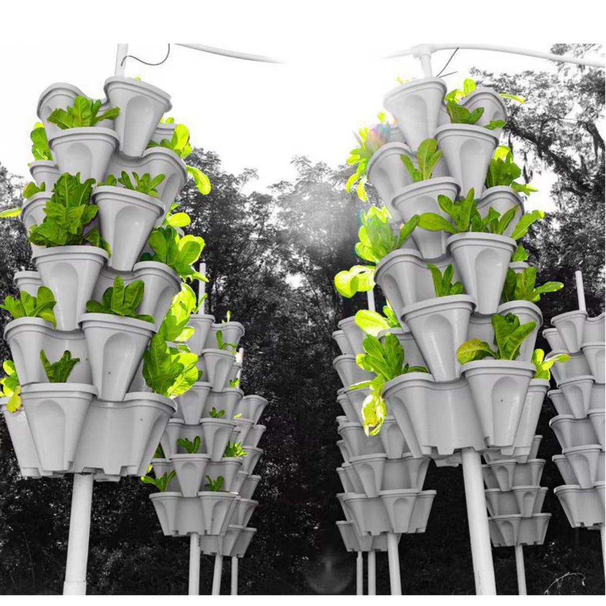 Multi - Color Stackable Flower Pot Movable 3 - Petal 4 - Petal Strawberry Herbs Vertical Pot Three - Dimensional Planting Container 2Pcs - Love All Things Home