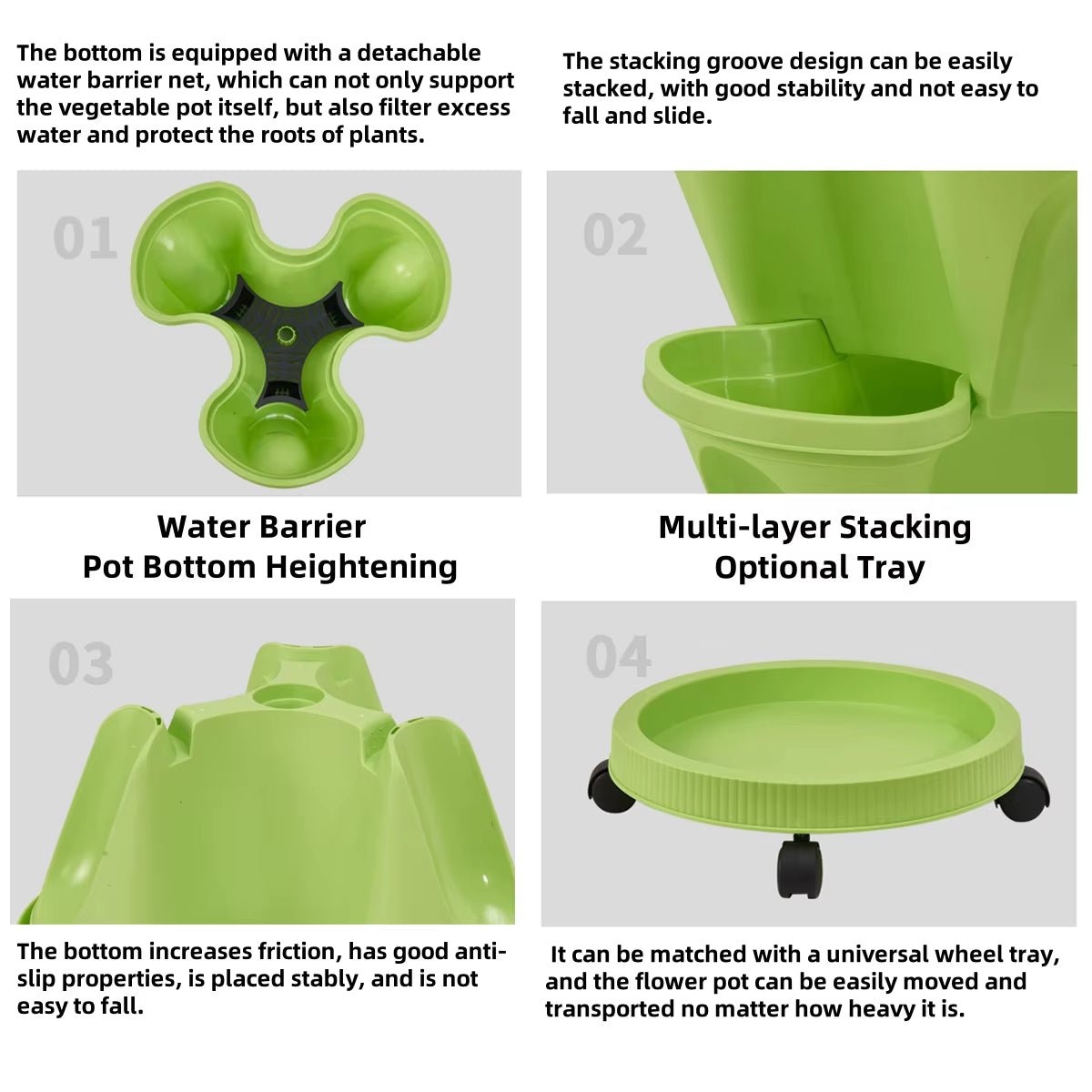 Multi - Color Stackable Flower Pot Movable 3 - Petal 4 - Petal Strawberry Herbs Vertical Pot Three - Dimensional Planting Container 2Pcs - Love All Things Home