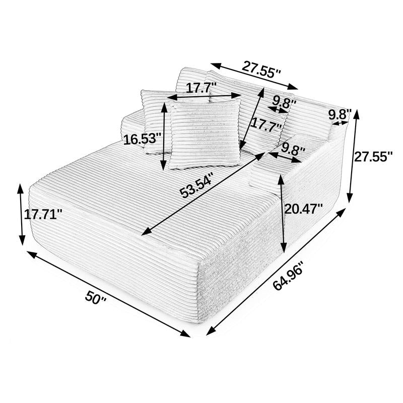 Niccae Frameless Lounge Chair Recliner Bed Upholstered Sofa Luxury Plush Corduroy Chair Bed for Living Room Modern Style No Assembly Required - Love All Things Home