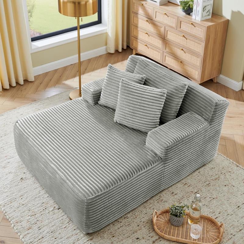 Niccae Frameless Lounge Chair Recliner Bed Upholstered Sofa Luxury Plush Corduroy Chair Bed for Living Room Modern Style No Assembly Required - Love All Things Home