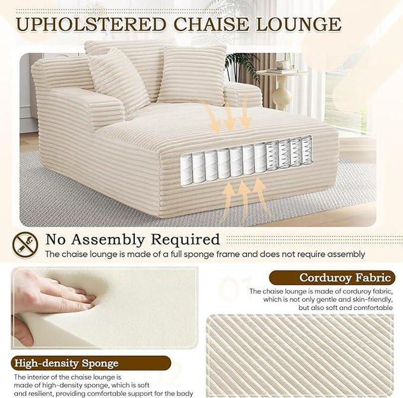 Niccae Frameless Lounge Chair Recliner Bed Upholstered Sofa Luxury Plush Corduroy Chair Bed for Living Room Modern Style No Assembly Required - Love All Things Home