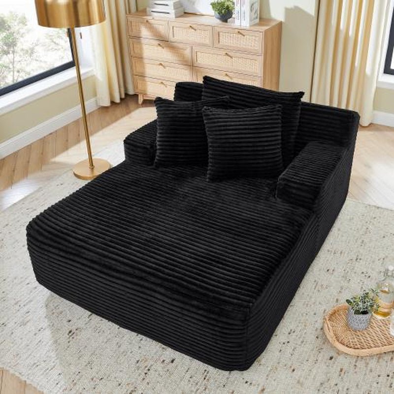 Niccae Frameless Lounge Chair Recliner Bed Upholstered Sofa Luxury Plush Corduroy Chair Bed for Living Room Modern Style No Assembly Required - Love All Things Home