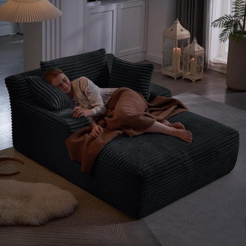 Niccae Frameless Lounge Chair Recliner Bed Upholstered Sofa Luxury Plush Corduroy Chair Bed for Living Room Modern Style No Assembly Required - Love All Things Home