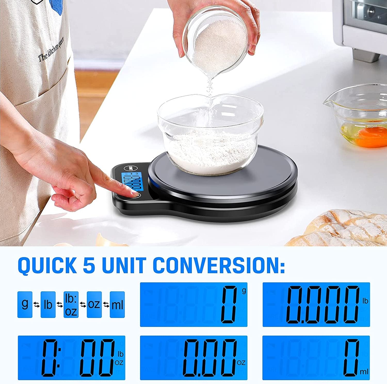 Nicewell Food Scale, Digital Kitchen Scale for Weight Loss and Cooking, Scale for Food Ounces and Grams, with Black Stainless Steel Platform and Large LCD Display - Love All Things Home