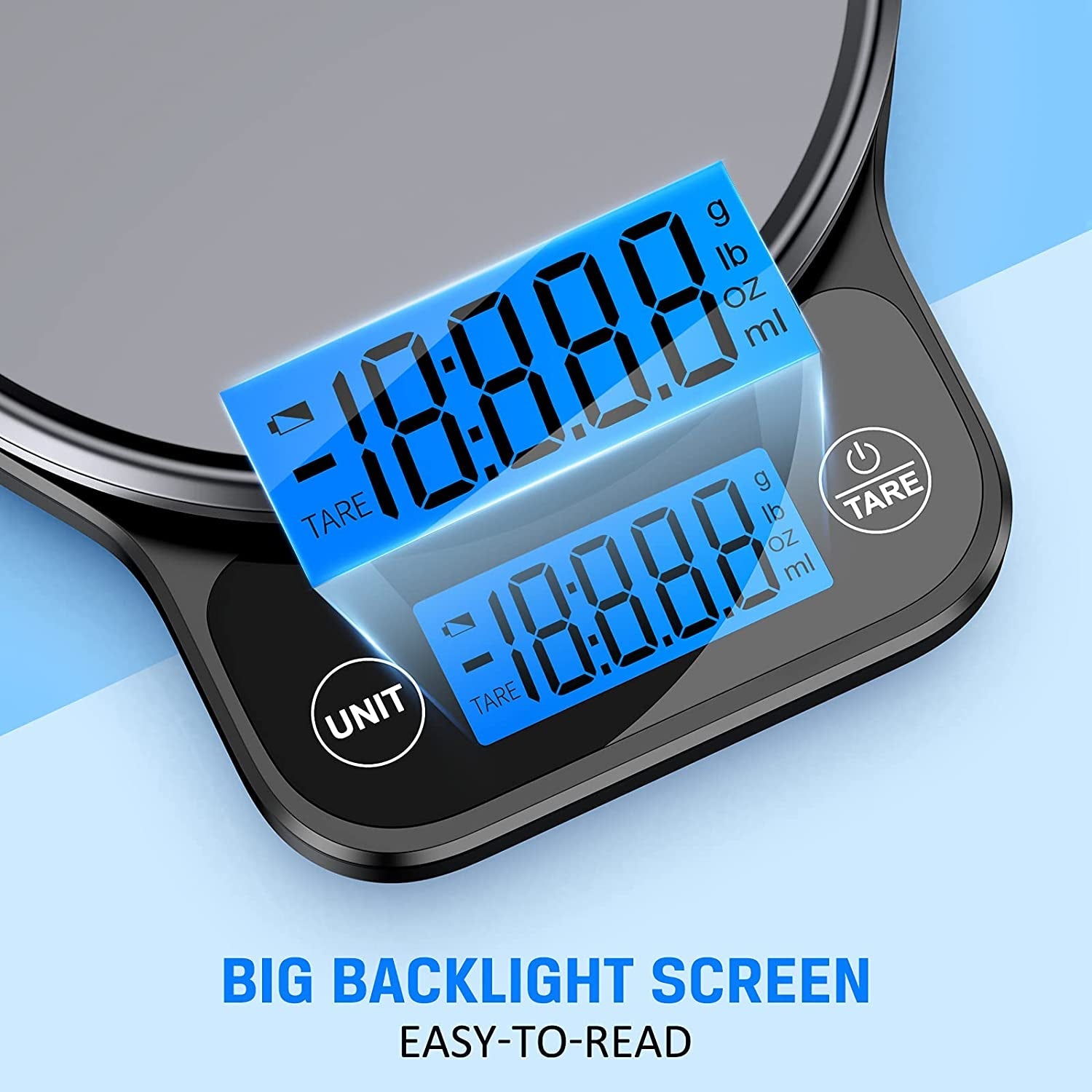 Nicewell Food Scale, Digital Kitchen Scale for Weight Loss and Cooking, Scale for Food Ounces and Grams, with Black Stainless Steel Platform and Large LCD Display - Love All Things Home