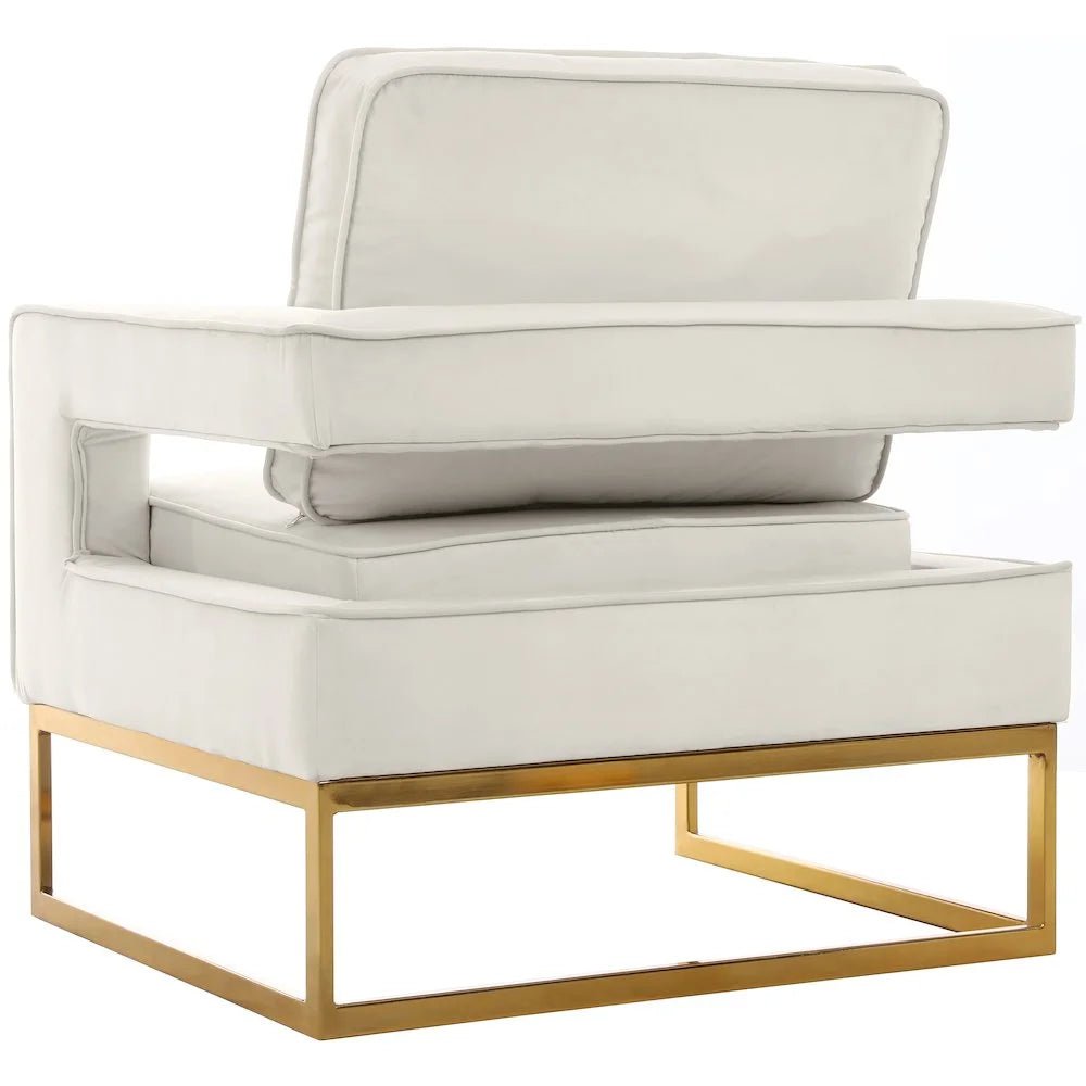 Noah Cream Velvet Accent Chair with Gold Iron Base - Love All Things Home