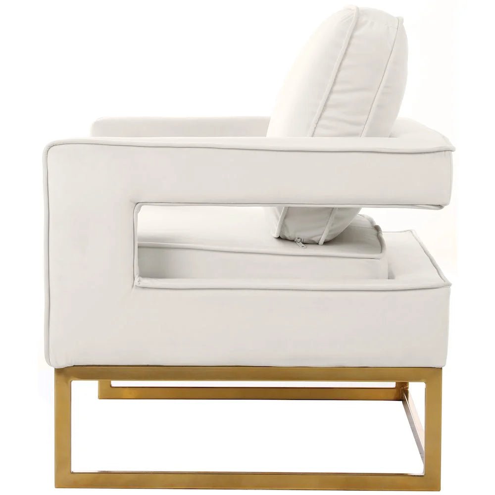 Noah Cream Velvet Accent Chair with Gold Iron Base - Love All Things Home