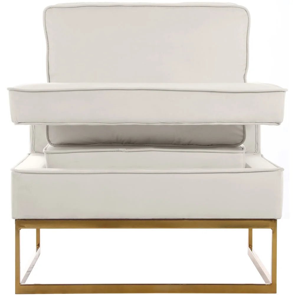 Noah Cream Velvet Accent Chair with Gold Iron Base - Love All Things Home