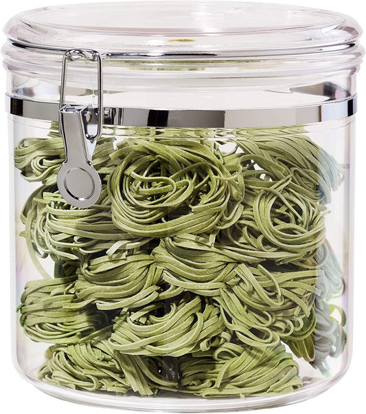 Oggi Jumbo Clear Canister with Clamp Lid, 150 Oz - Airtight Food Storage Container, for Kitchen & Pantry Storage of Bulk, Dry Foods Including Pasta, Flour, Sugar, Coffee, Rice, Tea, Spices & Herbs - Love All Things Home