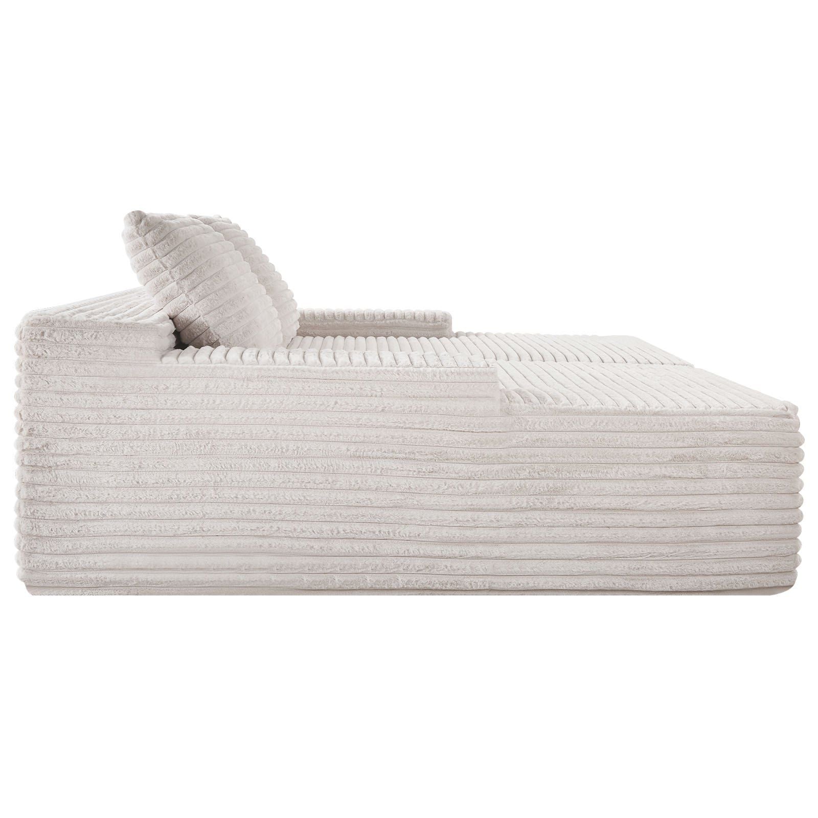 Oversized Double Chaise Lounge 82.7 in Corduroy Sectional Loveseat Sofa Beige - Love All Things Home