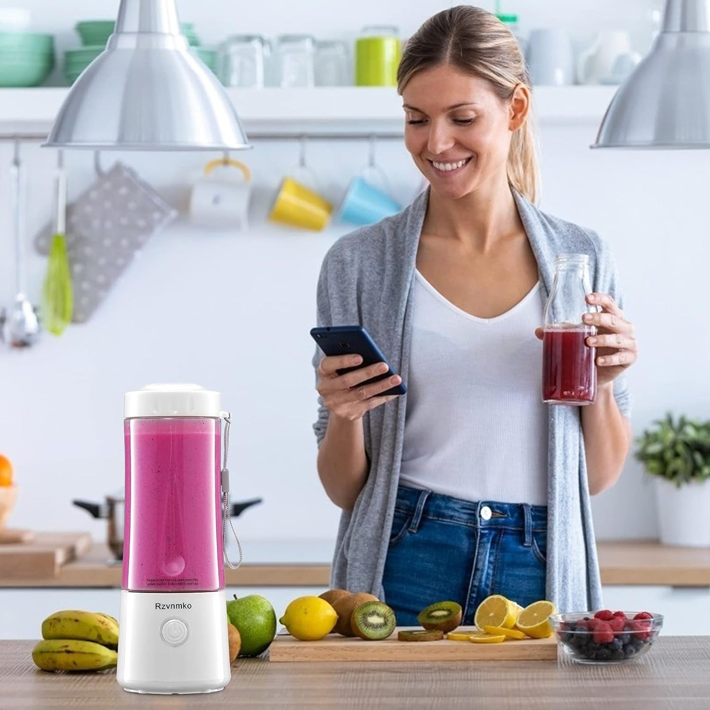 Portable Blender, Personal Size Blender Smoothie Maker Blender, Personal Smoothie Mixer, Usb Rechargeable Smoothie Blender (WHITE) - Love All Things Home