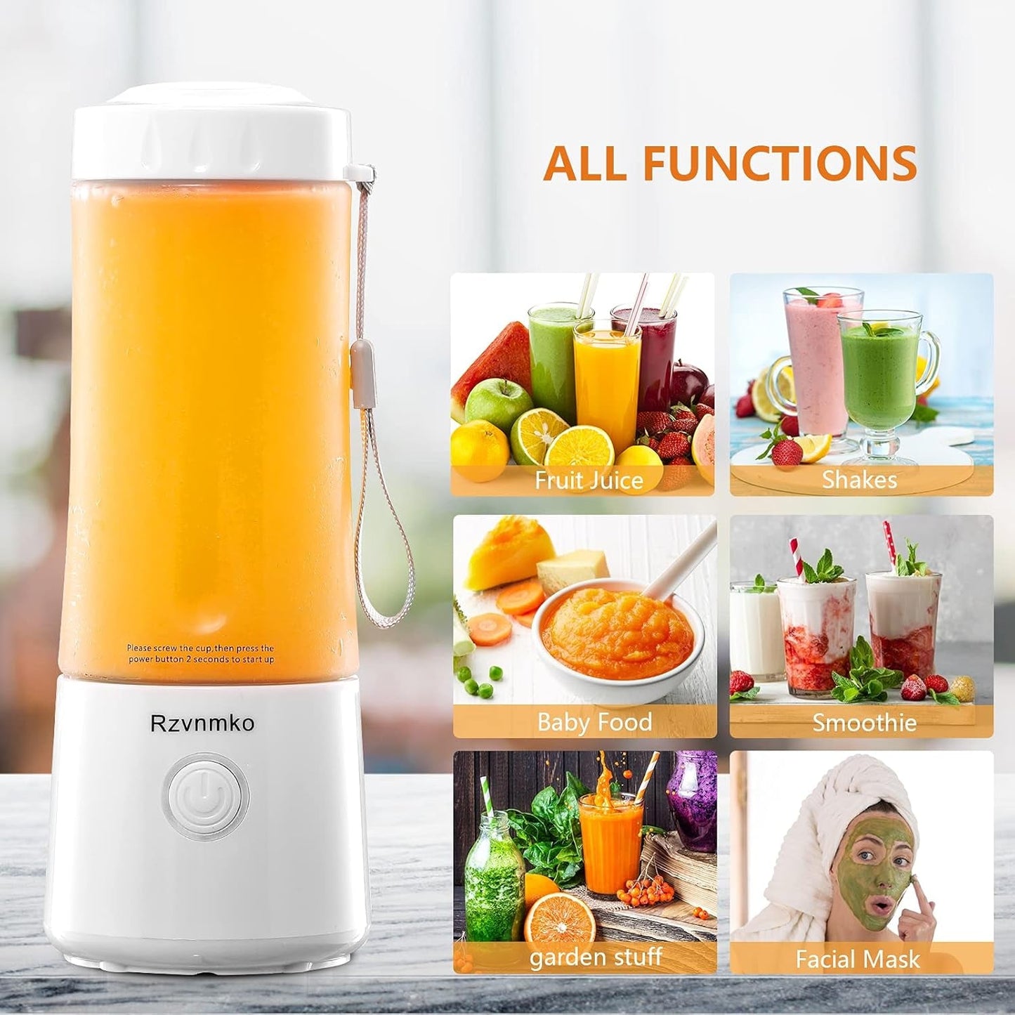 Portable Blender, Personal Size Blender Smoothie Maker Blender, Personal Smoothie Mixer, Usb Rechargeable Smoothie Blender (WHITE) - Love All Things Home